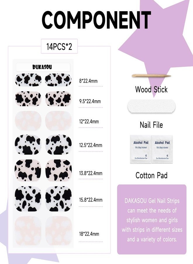 DUKASOU Semi Cured Gel Nail Strips (Dairy Cow), 28 pcs Gel Nail Stickers, Work with Any UV Lights, Long-Lasting NailWraps for Women Art DIY Design, Easy to Apply & Remove, Salon-Quality - Image 4